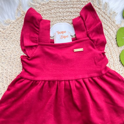 Vestido em Malha Canelada - Vermelho